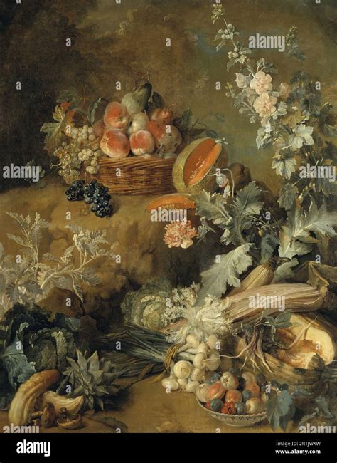 Still Life With Fruits And Vegetables Painting By Jean Baptiste Oudry