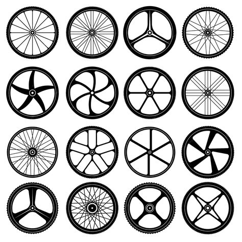 Premium Vector Bicycle Wheels Tires Silhouettes Bike Wheels With