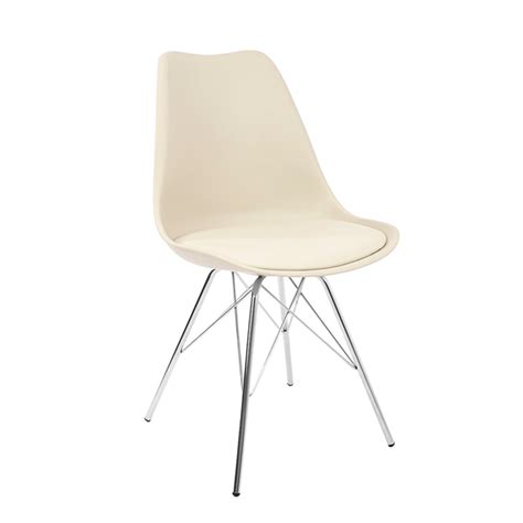 Cadeira Eames Leda Design Estofada Nude Tower Cromado Leroy Merlin