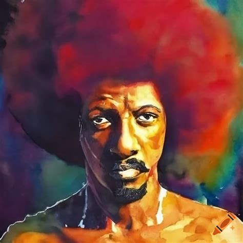 Julius Erving With Afro In Watercolor Inkpunk Style On Craiyon