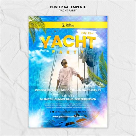 Free PSD Yacht Party Poster Template