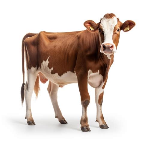 Premium AI Image Brown And White Cow Standing On A White Surface