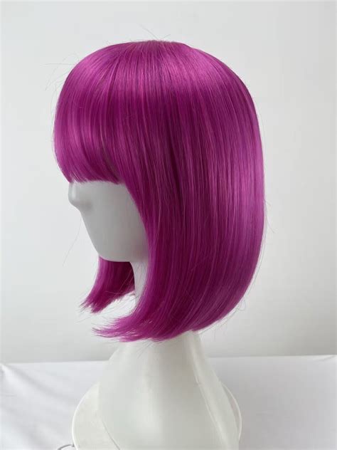 Wholesale Cosplay Purple Short Straight Hair Bob Synthetic Wig With Bangs For Girls Wig And