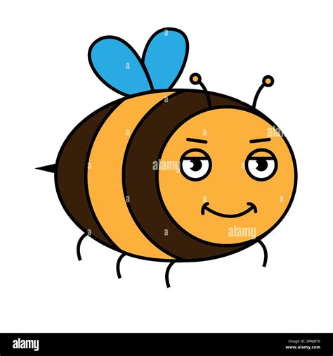 Cartoon Happy Bee Flying Bee With Big Kind Eyes Vector Isolated Stock