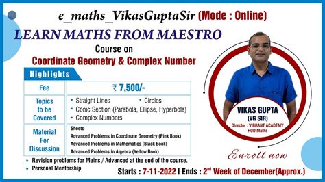 Learn Maths From Maestro VIKAS GUPTA VG SIR Director VIBRANT