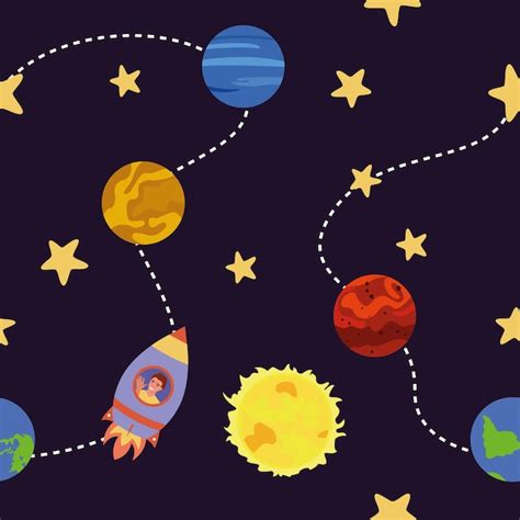 Premium Vector Seamless Pattern With Planets Of The Solar System