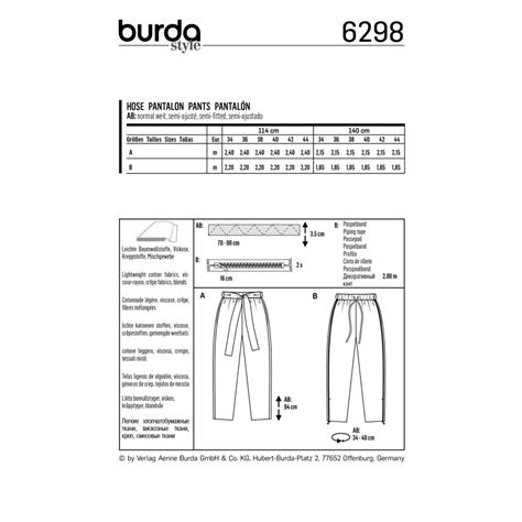 Patron Burda Pantalon Taille Lastique Pour Femmes