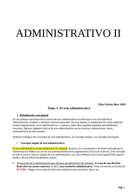 Primera Aproximaci N La Noci N Del Acto Administrativo Se Relaciona Con