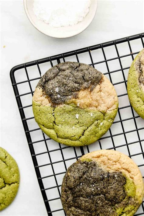 Marbled Matcha Black Sesame Cookies Vegan Gf Okonomi Kitchen