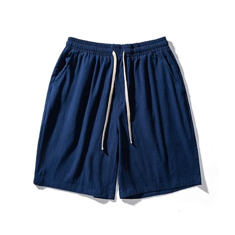 Summer Cotton Linen Shorts Men Casual Beach Baggy Solid Shorts With