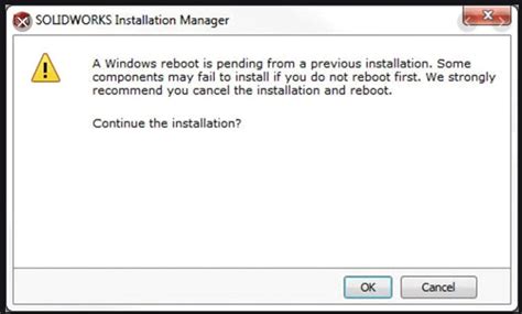 Solidworks Installation Manager A Windows Reboot Is Pending Message