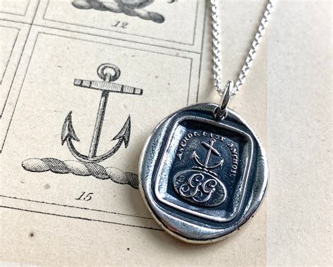 Anchor Wax Seal Necklace Anchor Fast Anchor Initials Gg Etsy