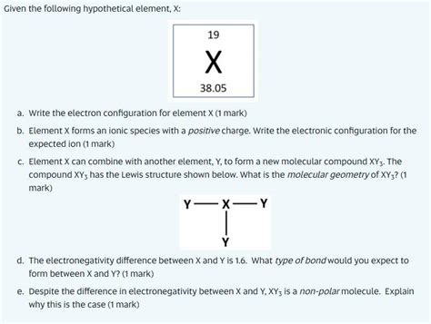 Solved Given The Following Hypothetical Element X 19 X Chegg