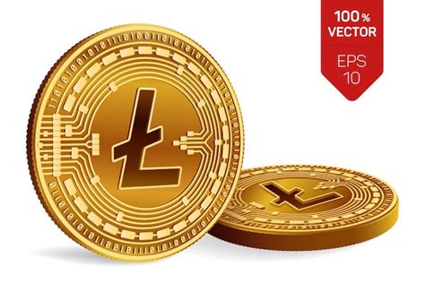 Moedas de ouro de criptomoeda o símbolo litecoin isolado no fundo