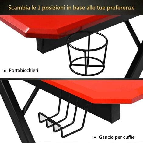 Costway Scrivania Da Gaming Tavolo Per Computer Ergonomico Con Porta