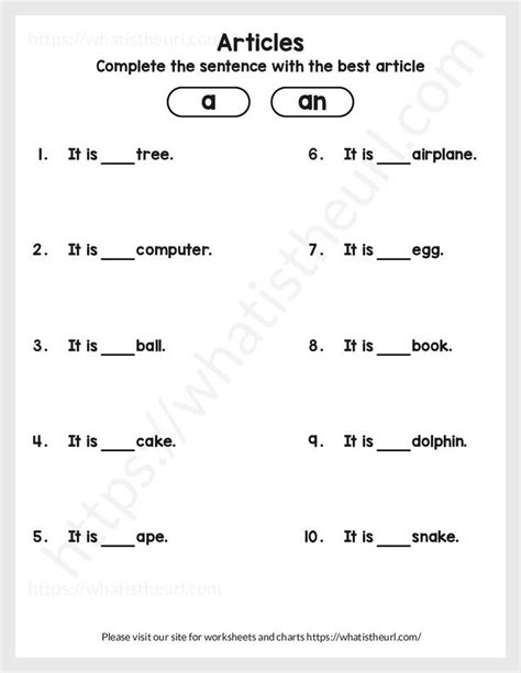 Articles A Or An Worksheet For Grade 2 Exercise 8 2nd Grade Worksheets Worksheets