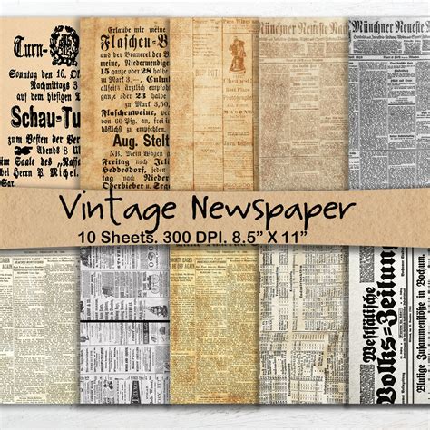 Vintage Digital Paper Newspaper Antique Paper Junk Journal Etsy