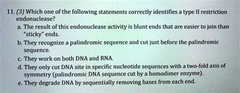 Solved 113 Which One Of The Following Statements Correctly Identifies A Type Ii Restriction