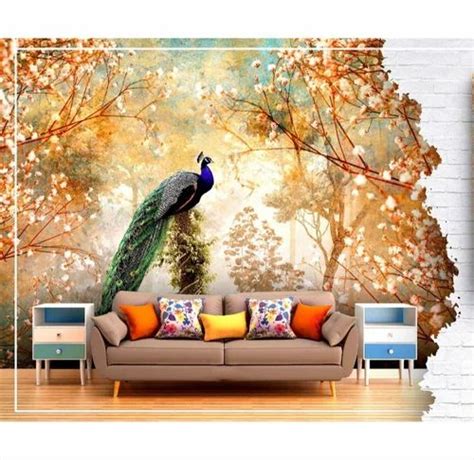 3D Peacock Print PVC Wallpaper At Rs 130 Sq Ft PVC Wallpaper In