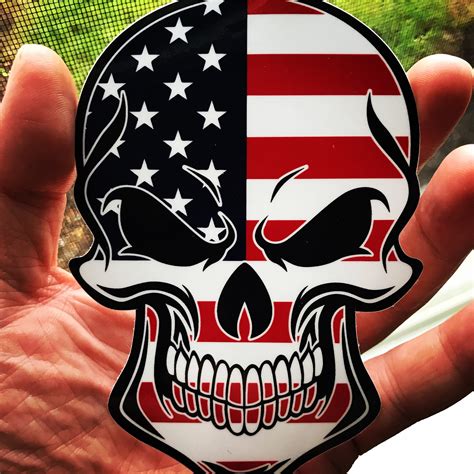 Skull Vinyl Decal American Flag Decals Patriotic Bumper Etsy