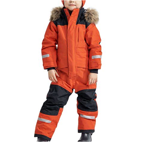 Kids Waterproof Snowsuit Boys Girls One Piece Zip Up Hooded Coveralls