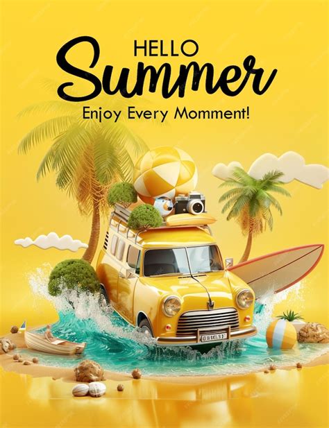 Premium Psd Psd Welcome Summer Poster Template With Hello Summer