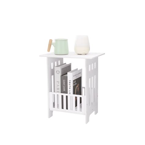 Oyajia 2 Tier Side Table Cute Nightstands Small Tables For Small Spaces White Coffee Bedside