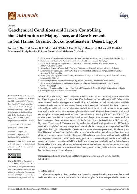 Pdf Geochemical Conditions And Factors Controlling The Distribution