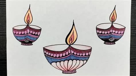 Beautiful Diya Drawing With Color // How To Draw Diwali Diya Drawing in 2022 | Poster drawing ...