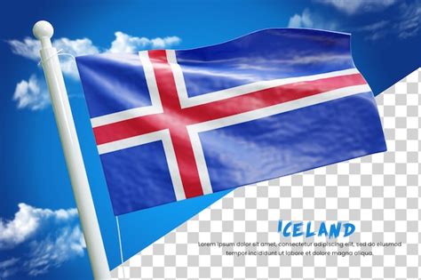 Premium Psd Iceland Realistic Flag D Render Isolated Or D Iceland