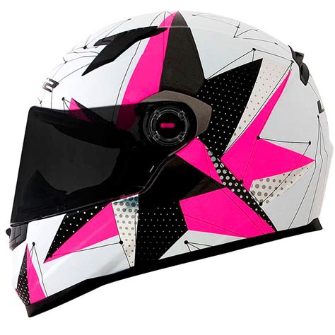 Capacete Ls2 Ff358 Classic Brilliant Branco Pink Rosa Cavalo de Aço Motos