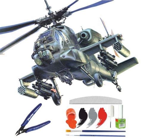 AH 64 APACHE DUŻY 37cm ZESTAW DO SKLEJANIA FARBY KLEJ NARZĘDZIA