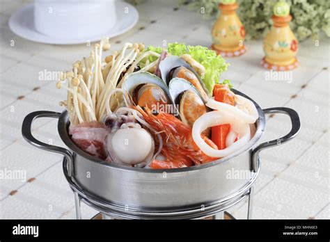 Seafood Hot Pot Stock Photo Alamy