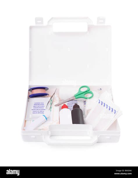 Open First Aid Kit Isolated On White Background Stock Photo Alamy