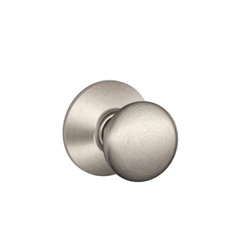 Schlage Plymouth Satin Nickel Passage Hallcloset Door Knob F10 Ply 619 The Home Depot