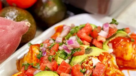 Chef Bryan Woolley Presents Sweet Potato And Black Bean Enchiladas Food