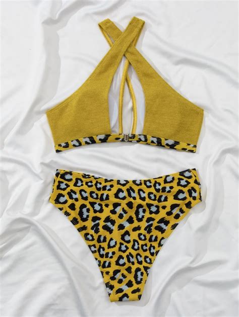 Mai Bikini Leopardo Cruzado Shein Brasil