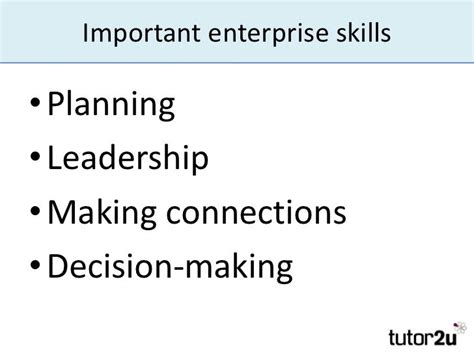Entrepreneurs and enterprise skills