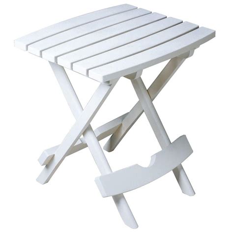 Adams Manufacturing Quik-Fold White Resin Plastic Outdoor Side Table ...