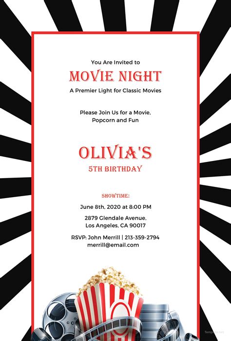 Free Movie Night Invitation Template In Adobe Photoshop Illustrator