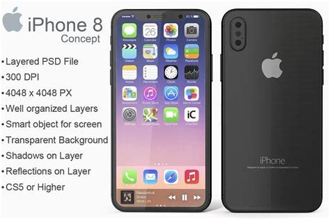 Apple Iphone 8 Concept Psd Mockup Smartphone Mockup Black