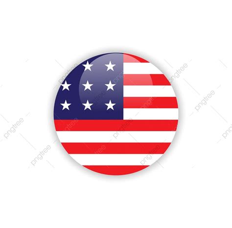 American Flag Button on White Background