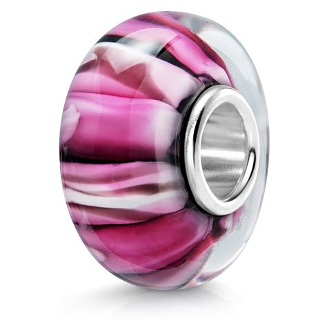 Glas Bead Rosa Pink Mit Streifen Materia Schmuck