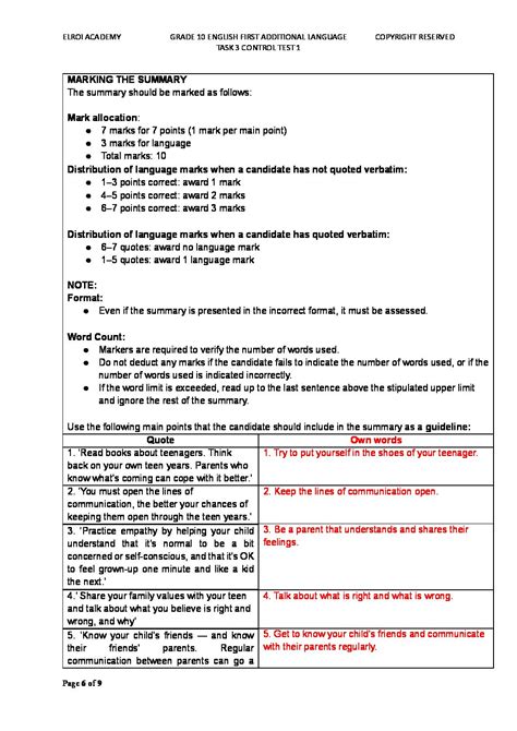 2022 Grade 10 English First Additional Language Task 3 Control Test 1 • Teacha