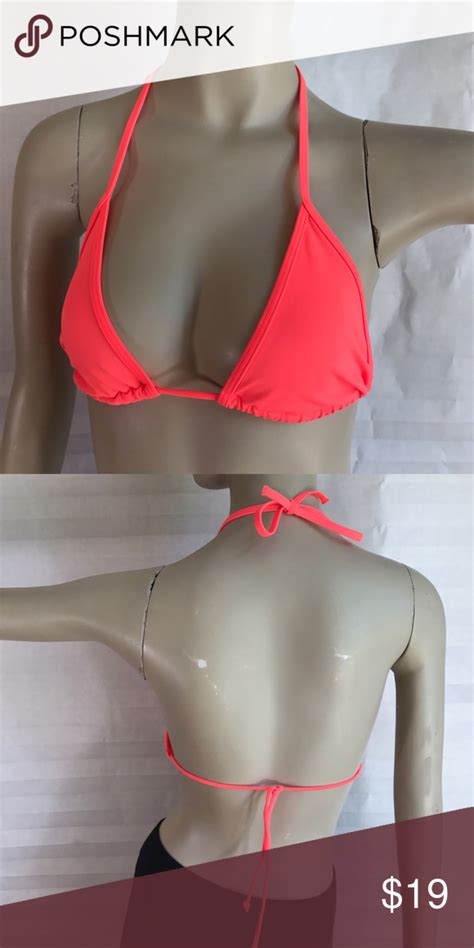 Victorias Secret Triangle Bikini Neon Coral Sz M With Images Triangle Bikini Neon Victoria