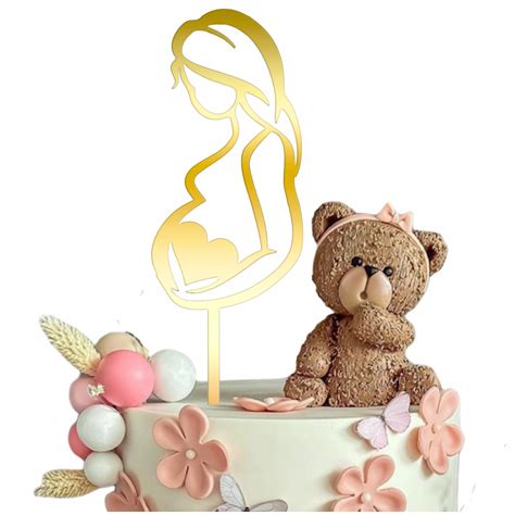 Topper Na Bok Tortu Tort Baby Shower Lineart Kobieta W Ci Y