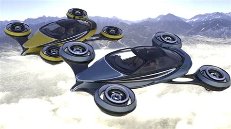 The Air Car Futuristic Flying Car With Four Rotatable Rolls Royce Jet