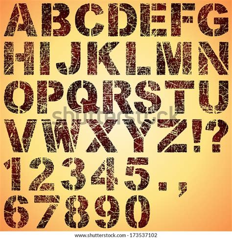 Alphabet Set Grunge Stencil Letters Numbers Stock Vector Royalty Free