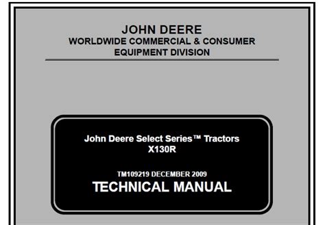 John Deere X R Select Series Tractors Technical Manual Tm