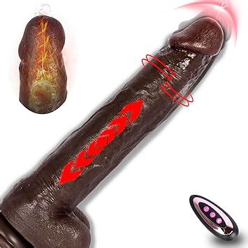 Amazon Big Black Thrusting Dildo Vibrator Heated Huge Thick BBC Dildo With Suction